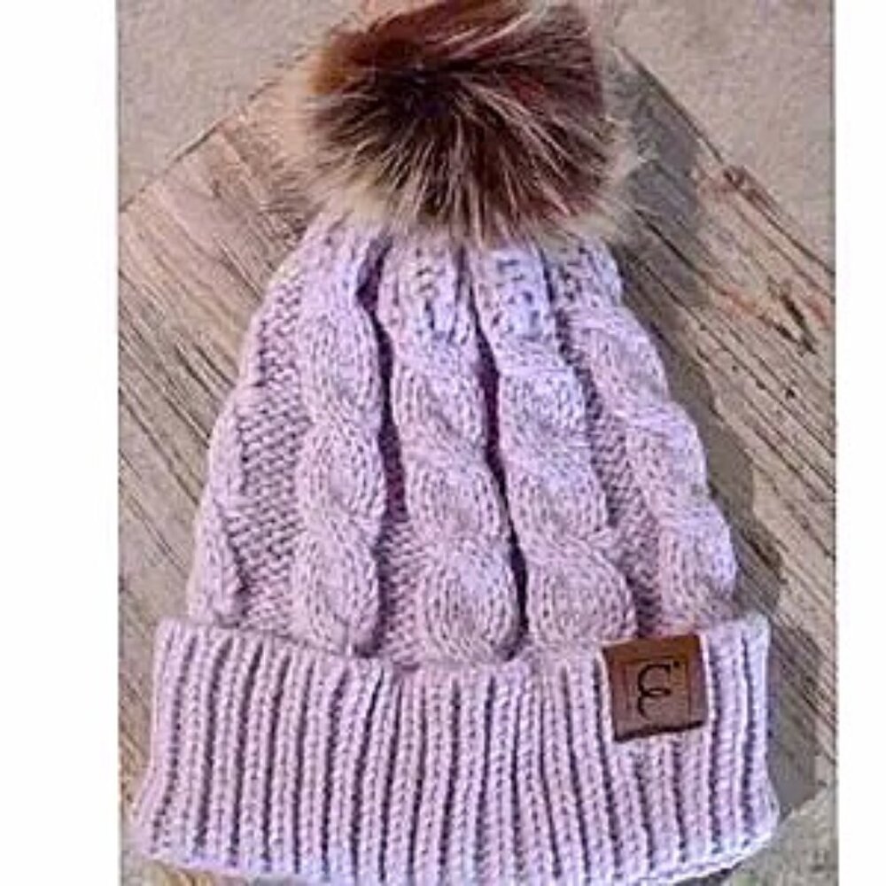 Lavender Beanie with PomPom NWOT